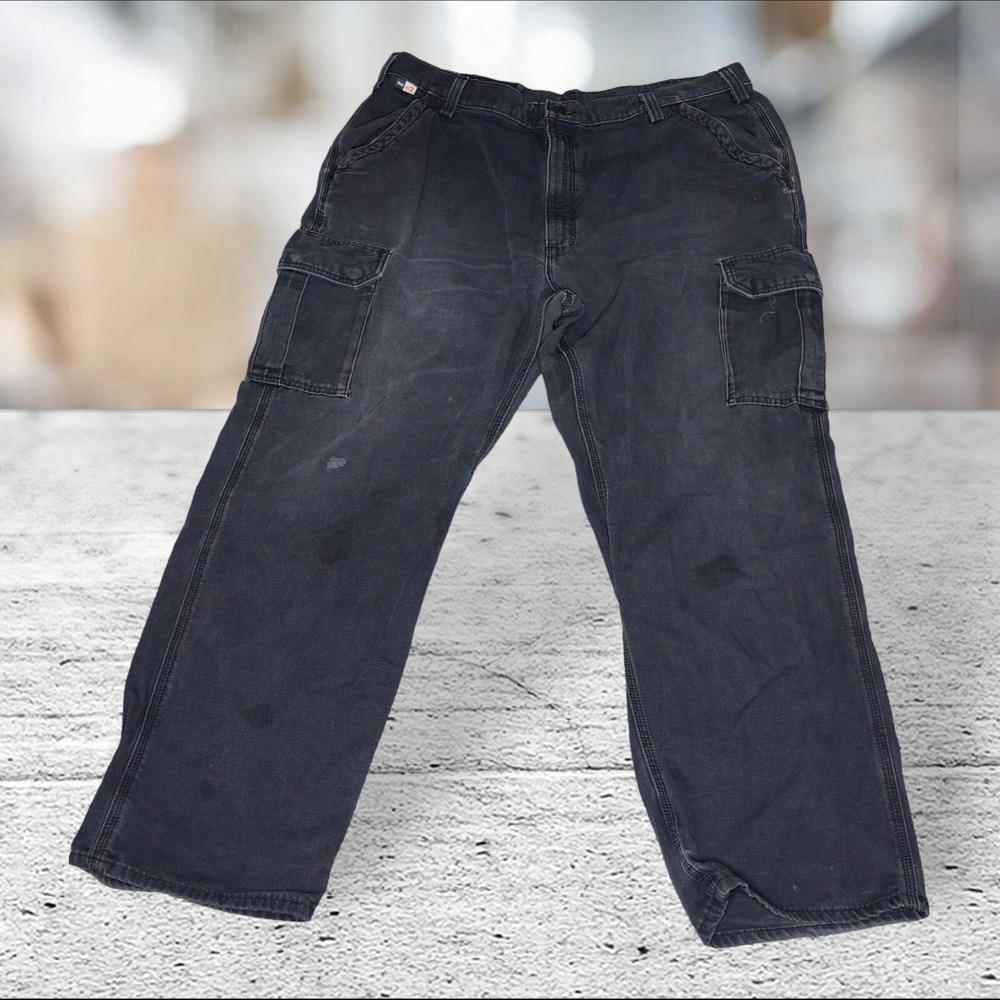 Carhartt Cargo Pants Mens 42x32 Black FR Flame Resistant FRB240-BLK Workwear